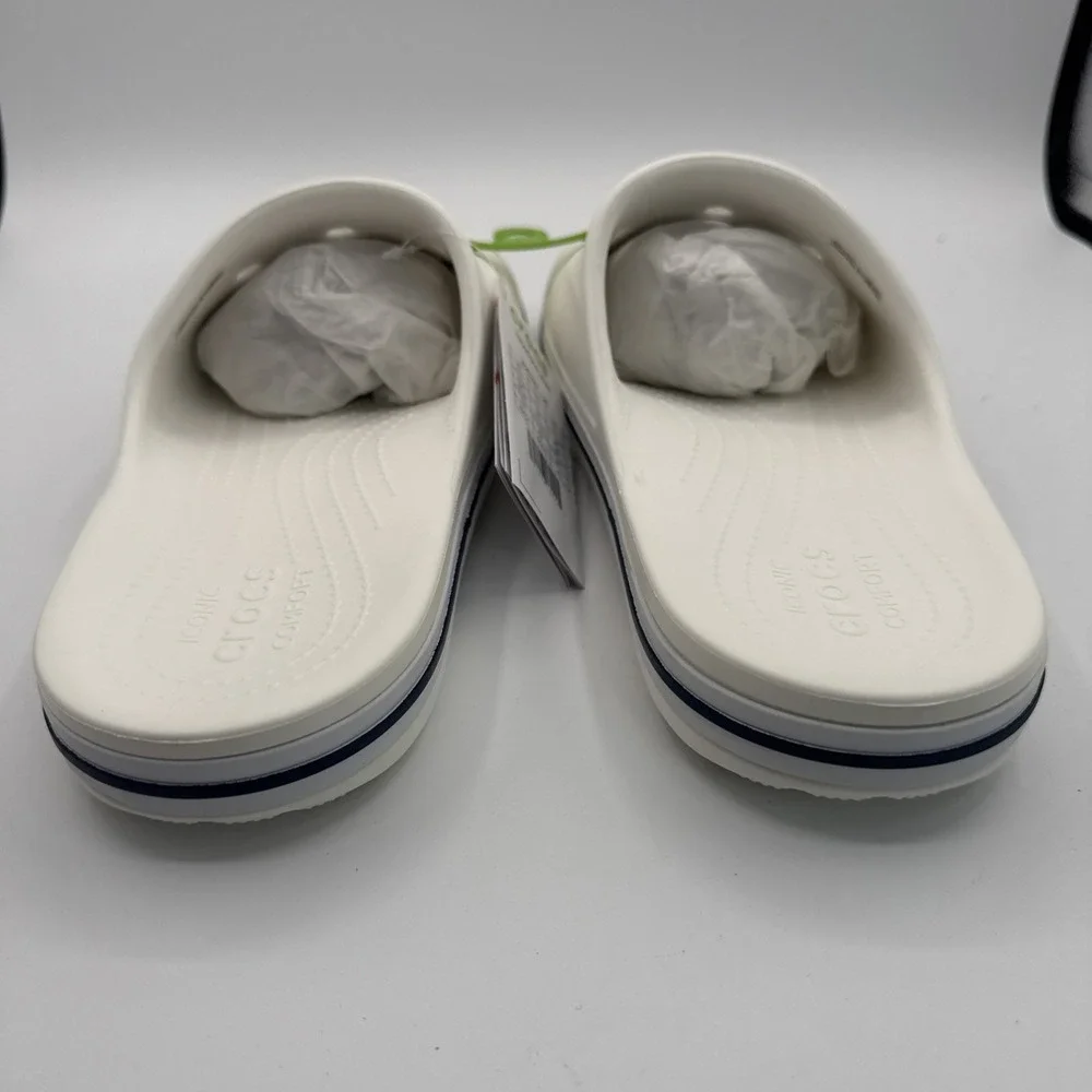 CROCS 205392-126 Unisex-Adults Bayaband Slides in White/Navy - M 8 / W 10‎